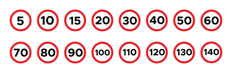 Speed Limit Sign vector icons Set