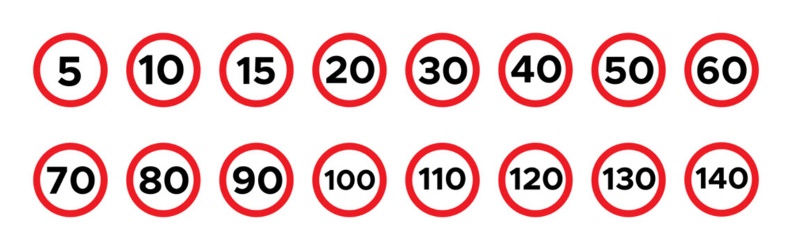 Speed Limit Sign vector icons Set