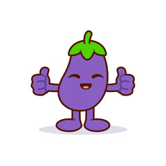 Cute Eggplant Character Giving Thumbs Up