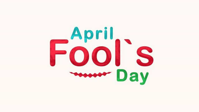 April fools day greeting animation text, for banner, social media feed wallpaper stories. 1 April