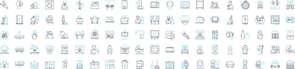Home people vector line icons set. Homeowners, Dwellers, Residents, Housers, Occupiers, Inhabitants, Occupants illustration outline concept symbols and signs