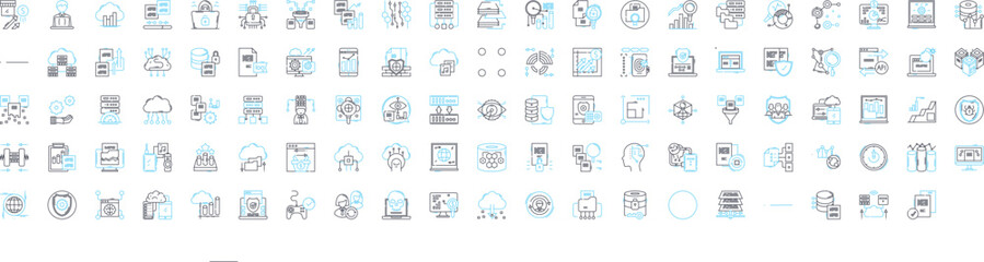 Fototapeta na wymiar Big data vector line icons set. Hadoop, Analytics, Mining, Machine, Learning, Storage, Infrastructure illustration outline concept symbols and signs