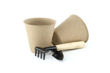 Peat pots for germination or seedlings over white