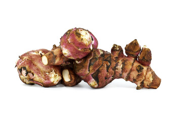 Jerusalem artichoke (Helianthus tuberosus) on white