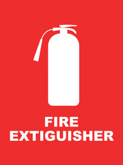 Red fire extinguisher sign on a white background