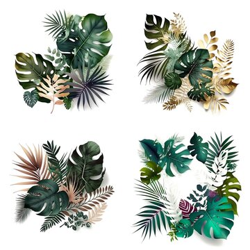 Summer Tropical Leaves Design Minimalism, Exotic Botanical Design Created With Generative Ai Technology