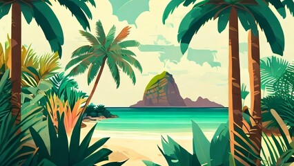 palm tree on the beach | Generative AI