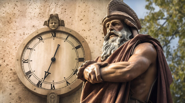 Kronos, Greek God of Time, King of the Gods, Clock face, 