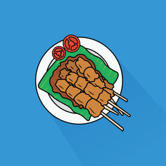 Illustration of Sate Padang in Flat Design