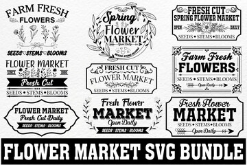 Fototapeta premium Spring Flower Market Sign Bundle 