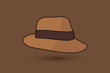 Men's brown hat. vector illustration.