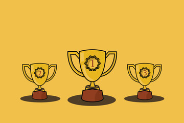 A pedestal with a gold cup in the first place.