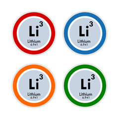 Lithium icon set. vector illustration in 4 colors options for webdesign