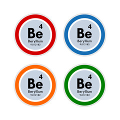 Beryllium icon set. vector illustration in 4 colors options for webdesign