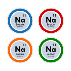 Sodium icon set. vector illustration in 4 colors options for webdesign