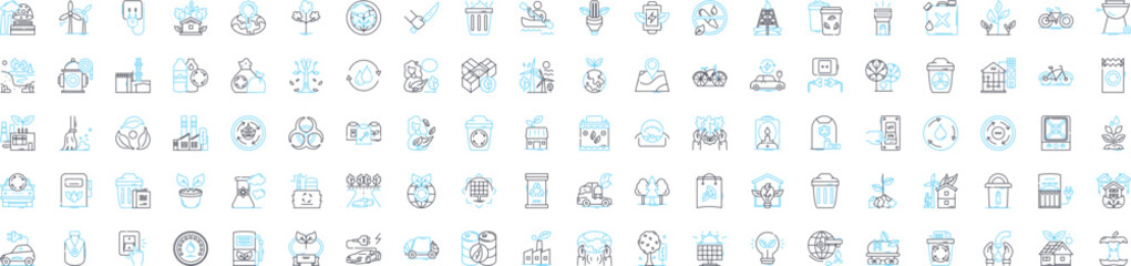 Clean environment vector line icons set. Environment, Cleanliness, Pollution, Conservation, Reuse, Recycle, Renewable illustration outline concept symbols and signs