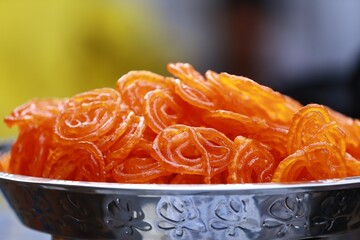 Jalebi/jilapi on a plate