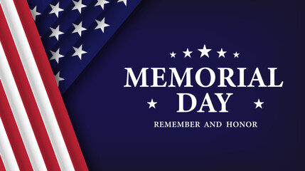 Memorial day - remember and honor background. Memorial day celebration banner design with united states flag. Vector illustration