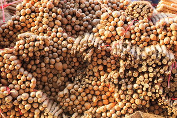 pile of Chinese Burdock root, Chinese food ingredient.
