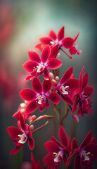 Closeup beautiful orchid flower with red color, wallpaper background.