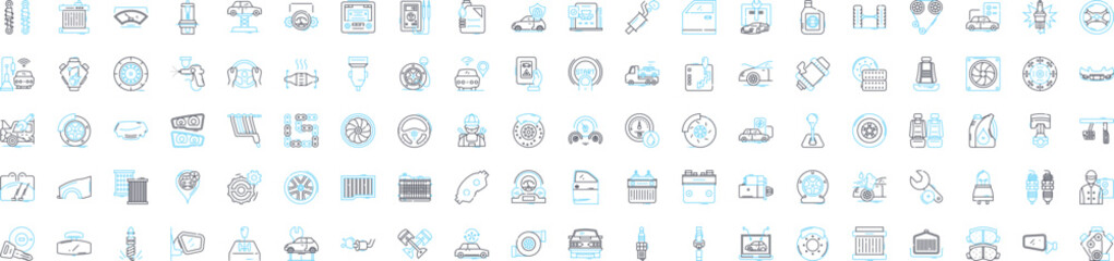 Buy a car vector line icons set. Budget, Financing, Loan, Credit, Lease, Interest, Insurance illustration outline concept symbols and signs