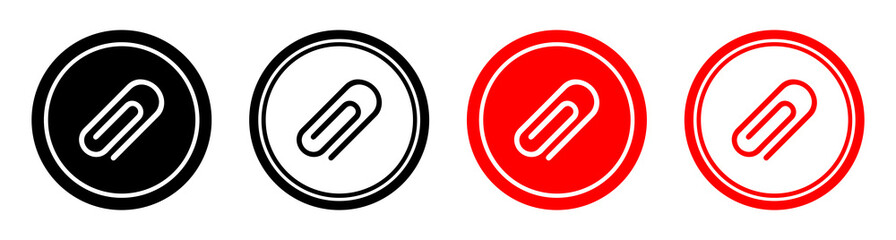 Paperclip icon, vector paperclip symbol in black and red color