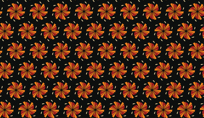 Geometric ethnic pattern seamless flower color oriental.
seamless pattern.Design for fabric,curtain,black background, carpet, shawl,clothing,wrapping, Batik,fabric,handkerchief,Vector illustration.