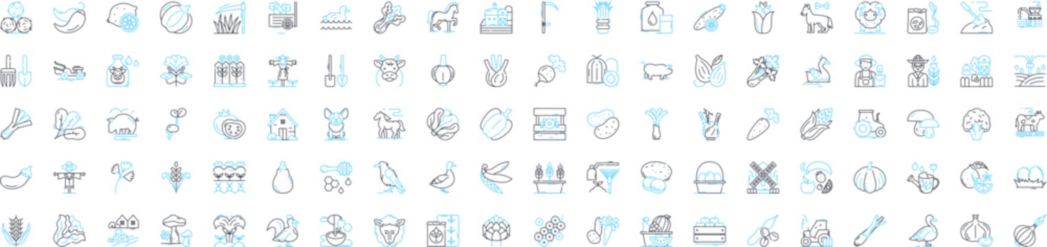 Agriculture technology vector line icons set. Technology, Agriculture, Farming, Irrigation, Crop, Produce, Mechanization illustration outline concept symbols and signs