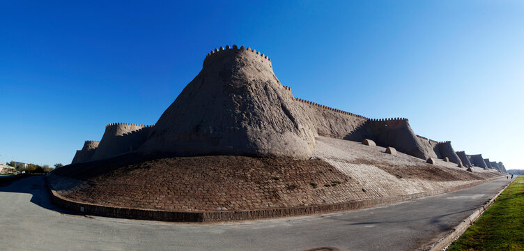 The ancient defensive wall of the inner city of Ichan-Kala. Khiva, Uzbekistan