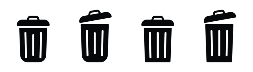 trash bin icon set. trash can open icon. bin icon flat sign symbol collections, vector illustration
