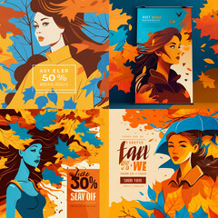 Vector realistic horizontal sale banner template for autumn celebration