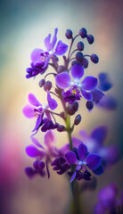 Fresh spring violet orchid blooming with blur background