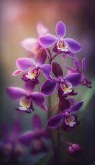 Fototapeta na wymiar Beautiful violet orchid flower with bokeh background.