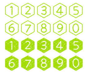 Obraz premium クレヨン素材 手描きの数字アイコンセット