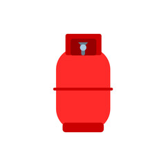 Red Gas cylinder bottle or lpg gas tank with transparent background png.