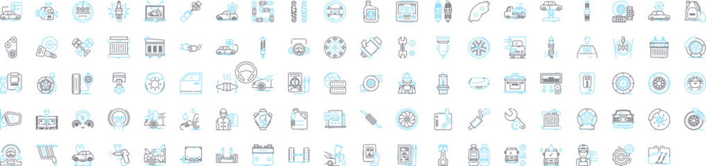 Car Service vector line icons set. Car, Service, Repair, Mechanics, Maintenance, Oil, Tune-up illustration outline concept symbols and signs