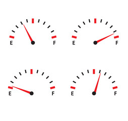 Set of fuel indicator icon. Car fuel indicator icon.