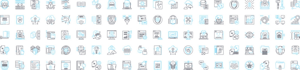 Fototapeta na wymiar Cloud security vector line icons set. Cloud, security, infrastructure, data, authentication, compliance, encryption illustration outline concept symbols and signs
