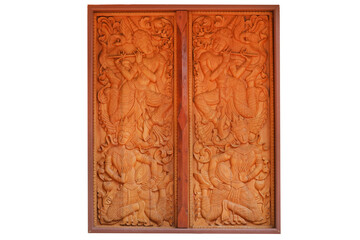 art angel misic carving wood door use to decorate the interior