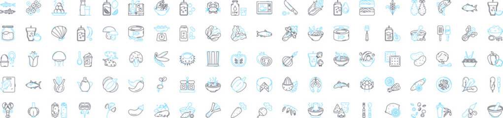 Food hall vector line icons set. Food, hall, eatery, cafeteria, canteen, buffet, bistro illustration outline concept symbols and signs