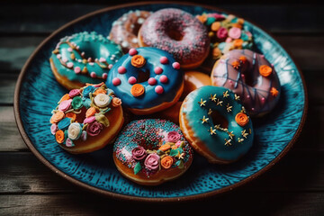 Fototapeta na wymiar Beautiful Donuts. Generative AI