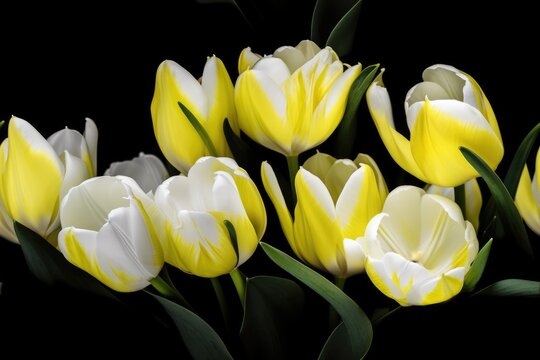 Spring Yellow White Tulip Tulips Flower Flowers Seamless Repeating Repeatable Texture Pattern Tiled Tessellation Background Image