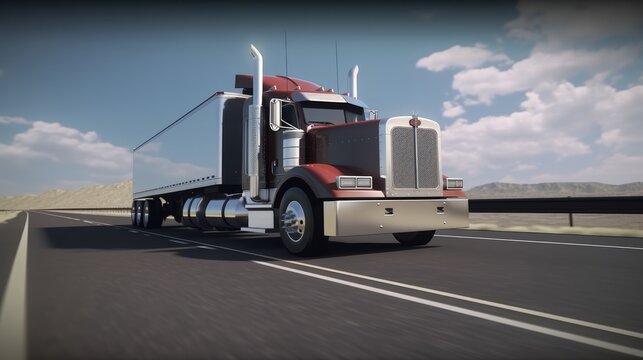 Truck on the highway. Generative AI