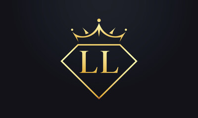 Diamond crown vector. Luxury queen logo for jewelry vector with letters	