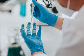 Medical research laboratories: young scientists in advanced science laboratories for medicine. biotechnology microbiology