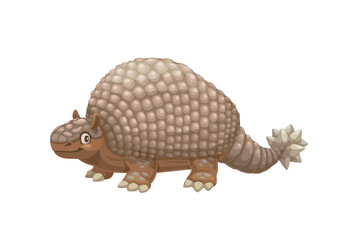 Cartoon doedicurus dinosaur character. Isolated vector ancient glyptodont, prehistoric armadillo animal, armored creature lived in Pleistocene era. Extinct dino ancient wildlife beast