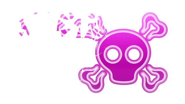 Crumbling skull and crossbones icon on white background. Illustration.