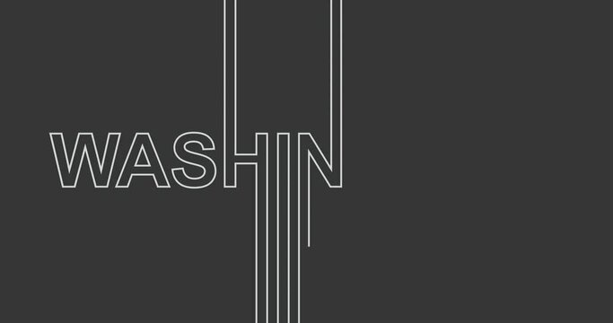 Animation relative to USA travel. Washington state name in geometry thin line style design. Creative vintage typography concept.