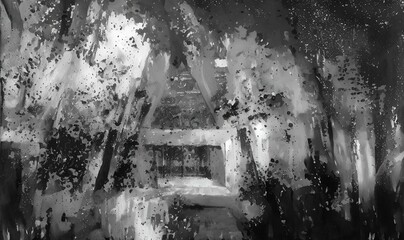Fototapeta premium Black and White art, painting, Generative AI