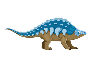 Cartoon Panoplosaurus dinosaur character. Prehistoric monster or reptile, Cretaceous period lizard. Paleontology animal, isolated herbivore armored dinosaur vector comical personage with spikes